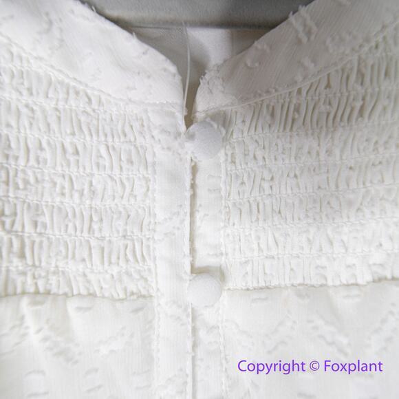 New!‎ White House Black Market Smocked Blouson Dress ivory white, size L - Picture 10 of 16